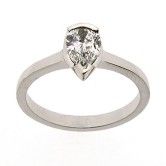 18ct white gold ring set with a pear cut diamond