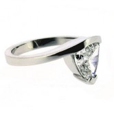 18ct white gold ring set with a bow sided trillian cut diamond