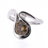 18ct white gold ring set with a natural chocolate coloured diamond